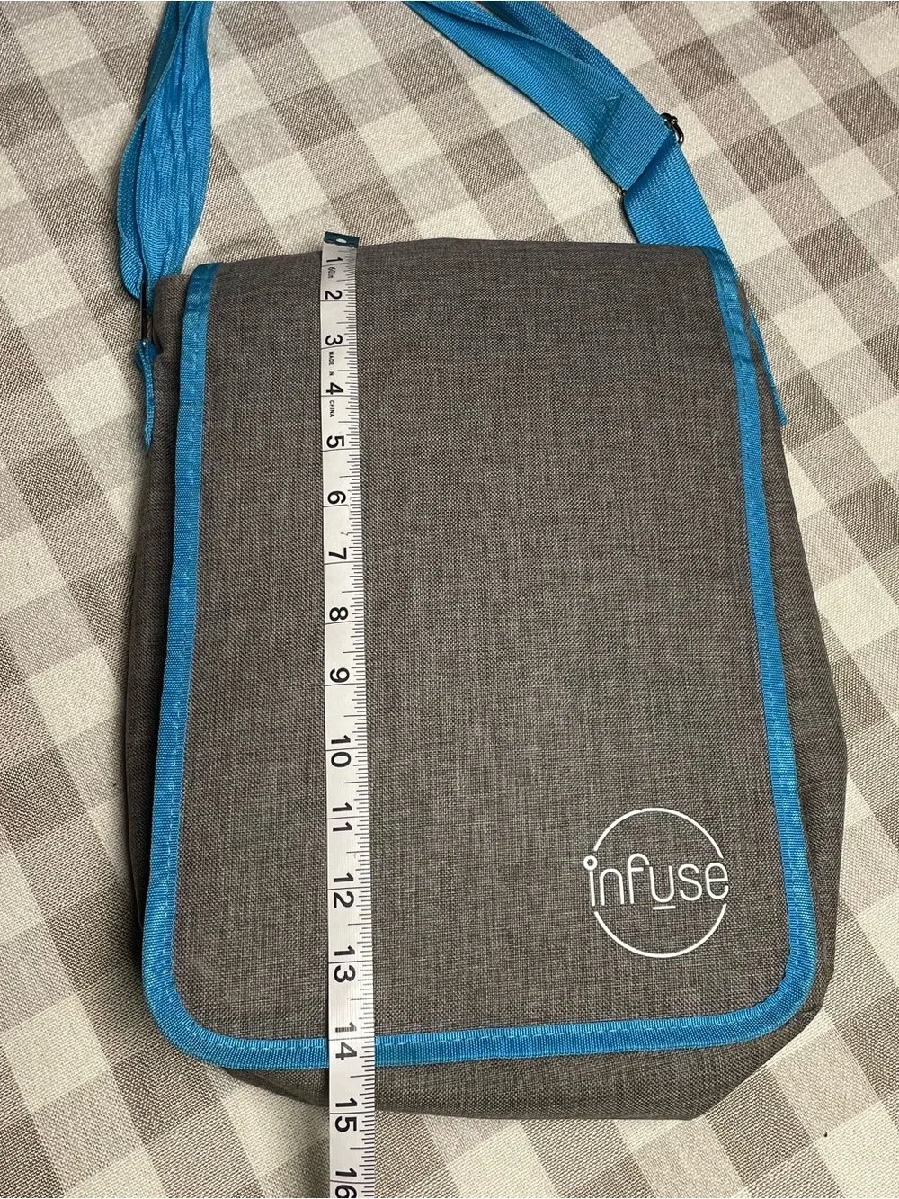 Gray and Blue Messenger Laptop Bag